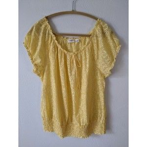 Cato Yellow Smocked top with glitter Sz L
